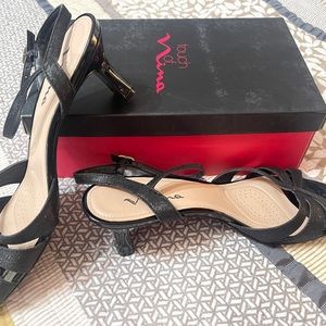 Black Sparkly Heeled Sandals